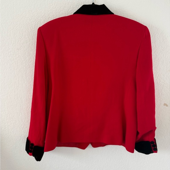Vintage Valerie Stevens wool Red Blazer with Black Accents - Picture 2 of 4